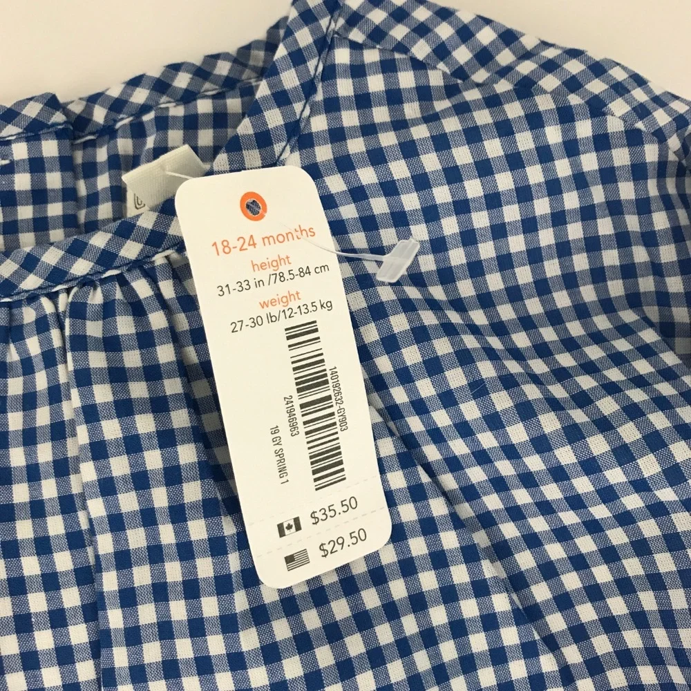 Gymboree Blue‎ Gingham Top 18-24 M New